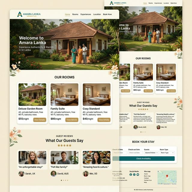 Sri Lanka homestay guesthouse website design with online booking system by Zyqron